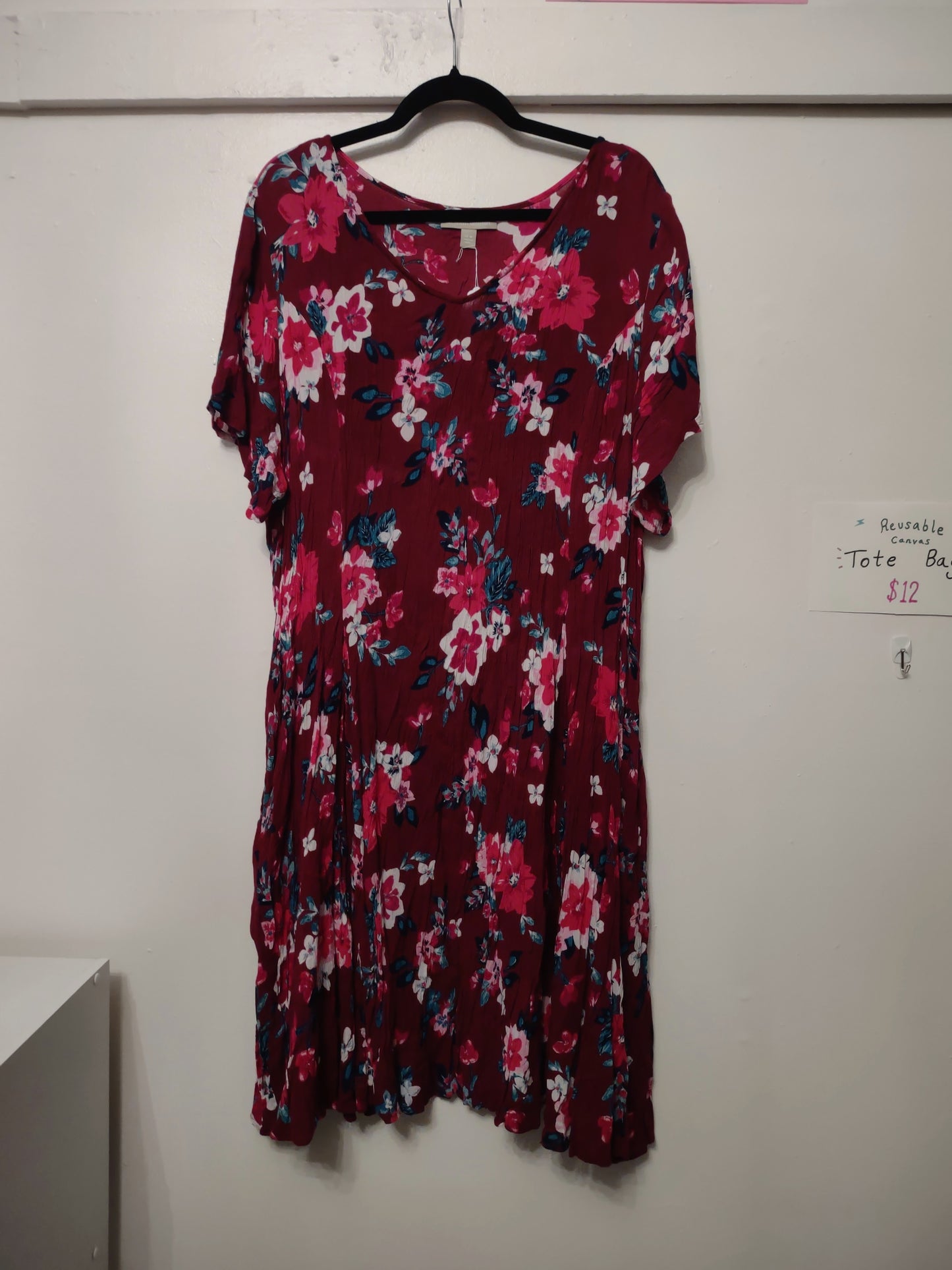 Burgundy Floral Midi Dress 24W