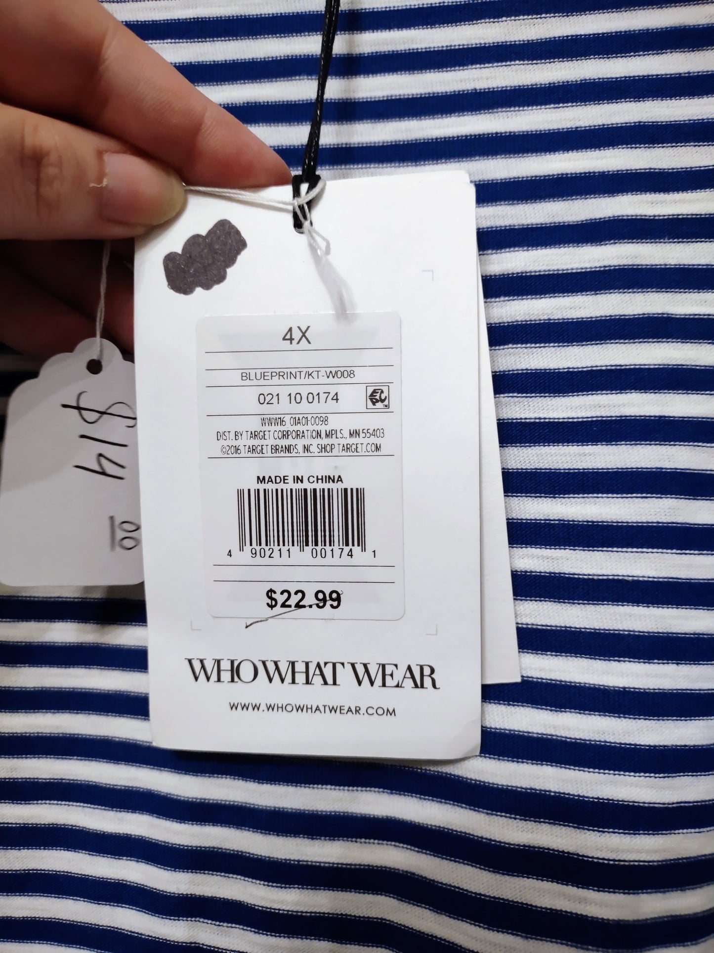 Blue & White Striped shirt 4X