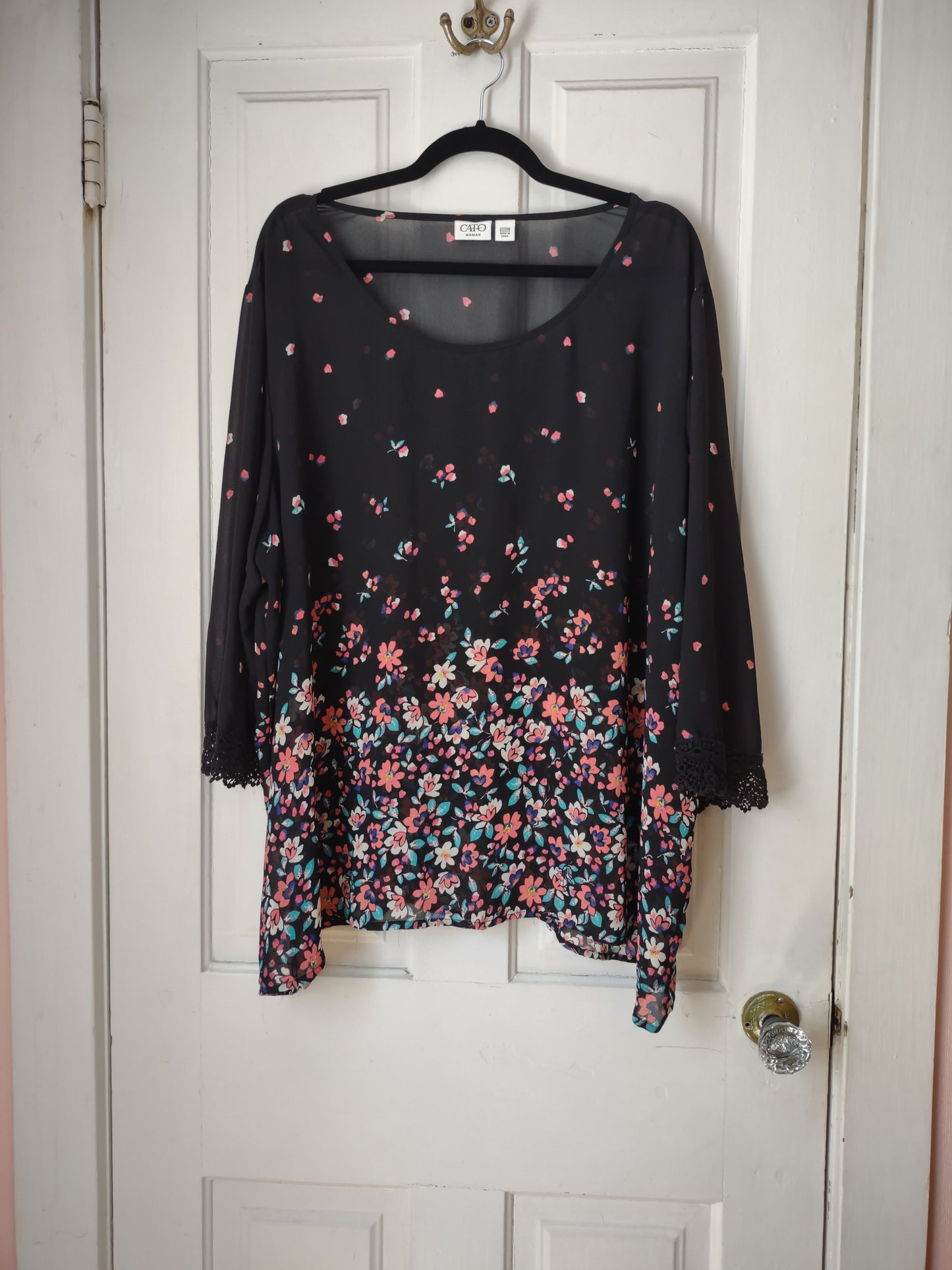 Black Sheer Floral Top