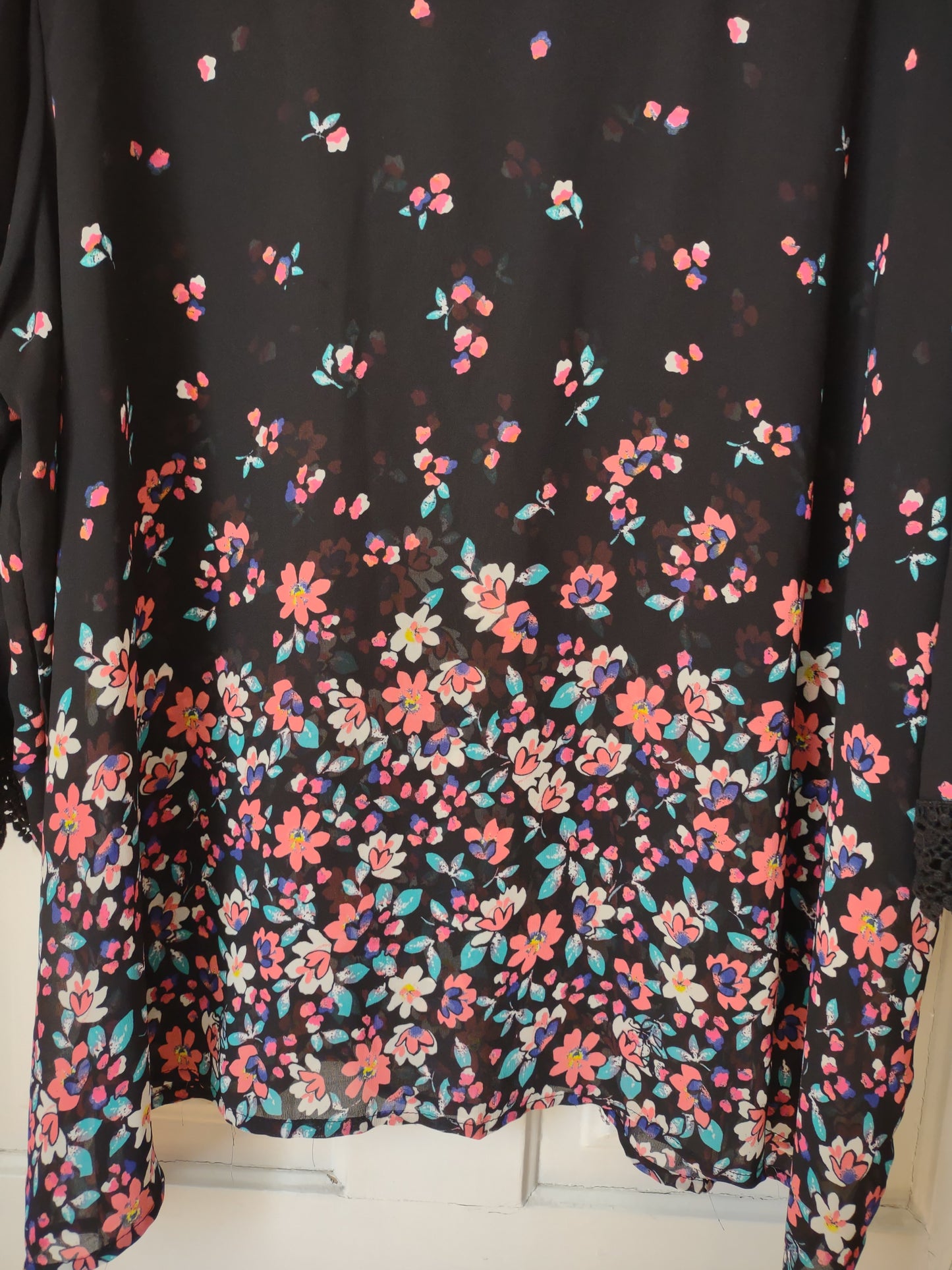 Black Sheer Floral Top