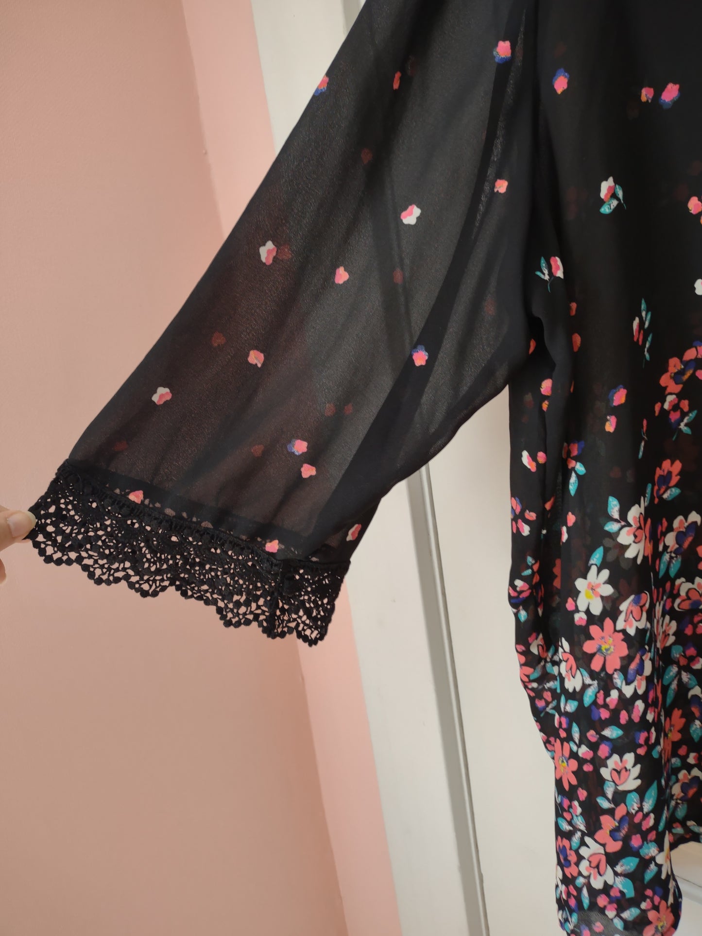 Black Sheer Floral Top