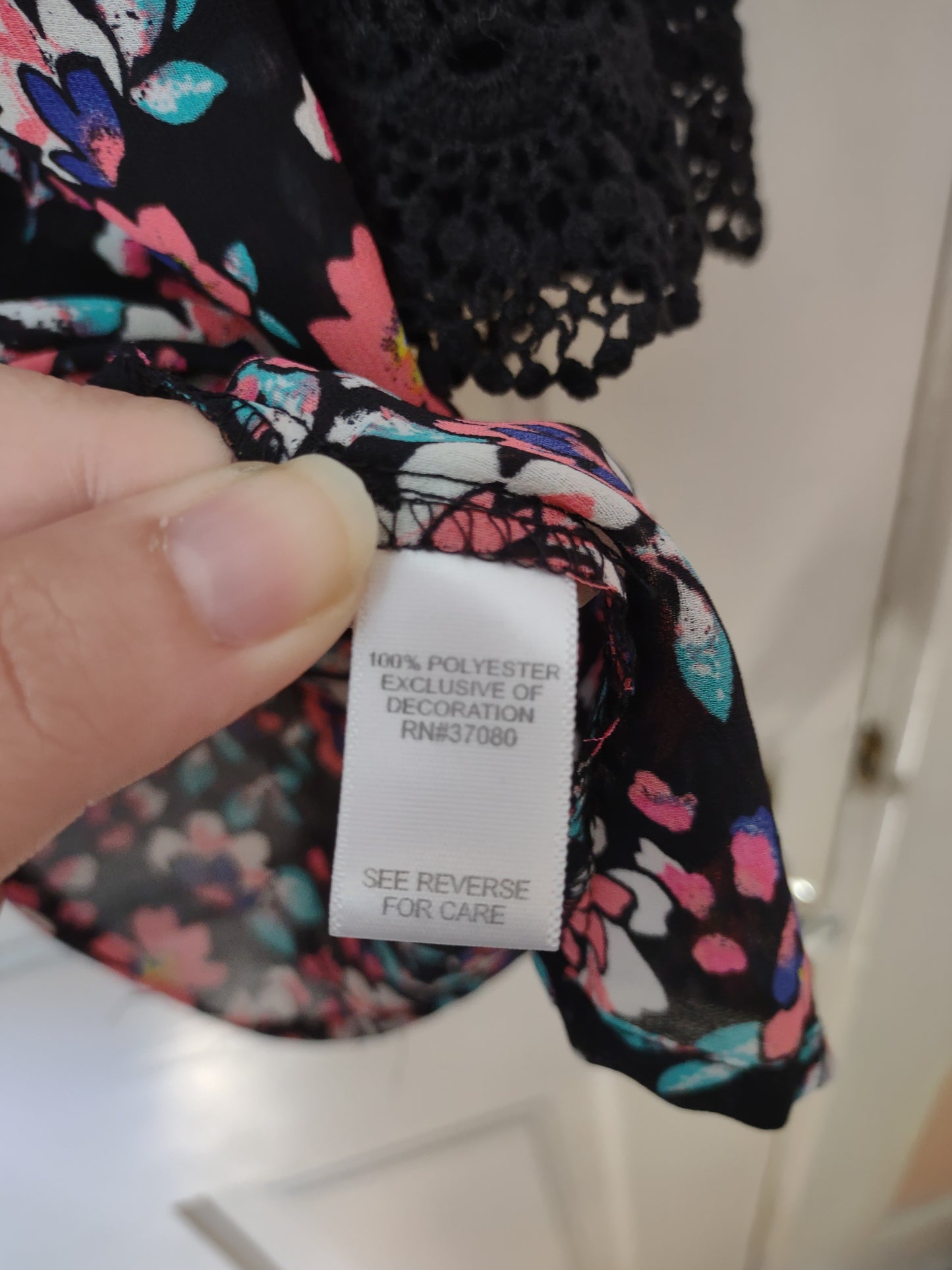 Black Sheer Floral Top
