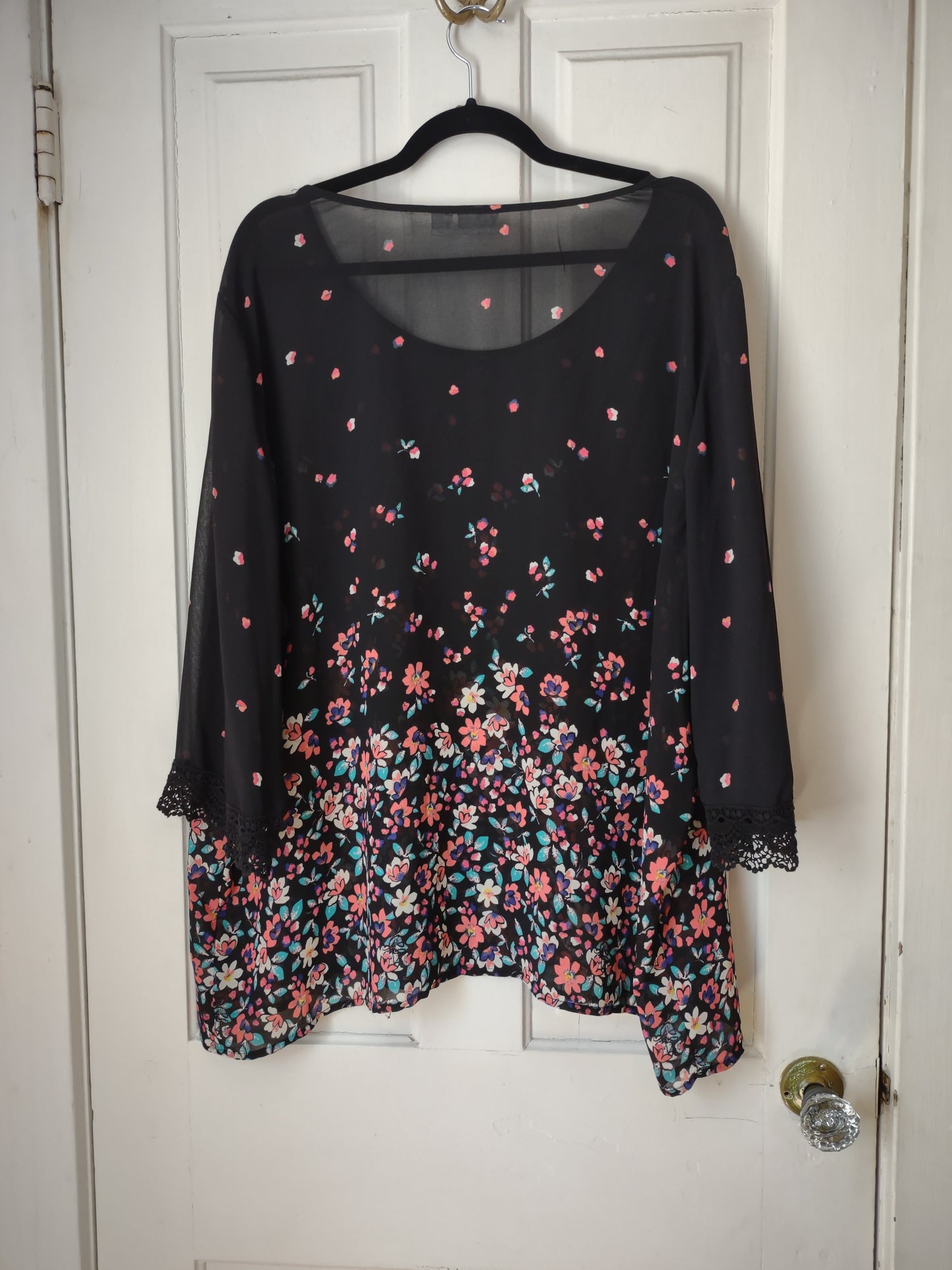 Black Sheer Floral Top
