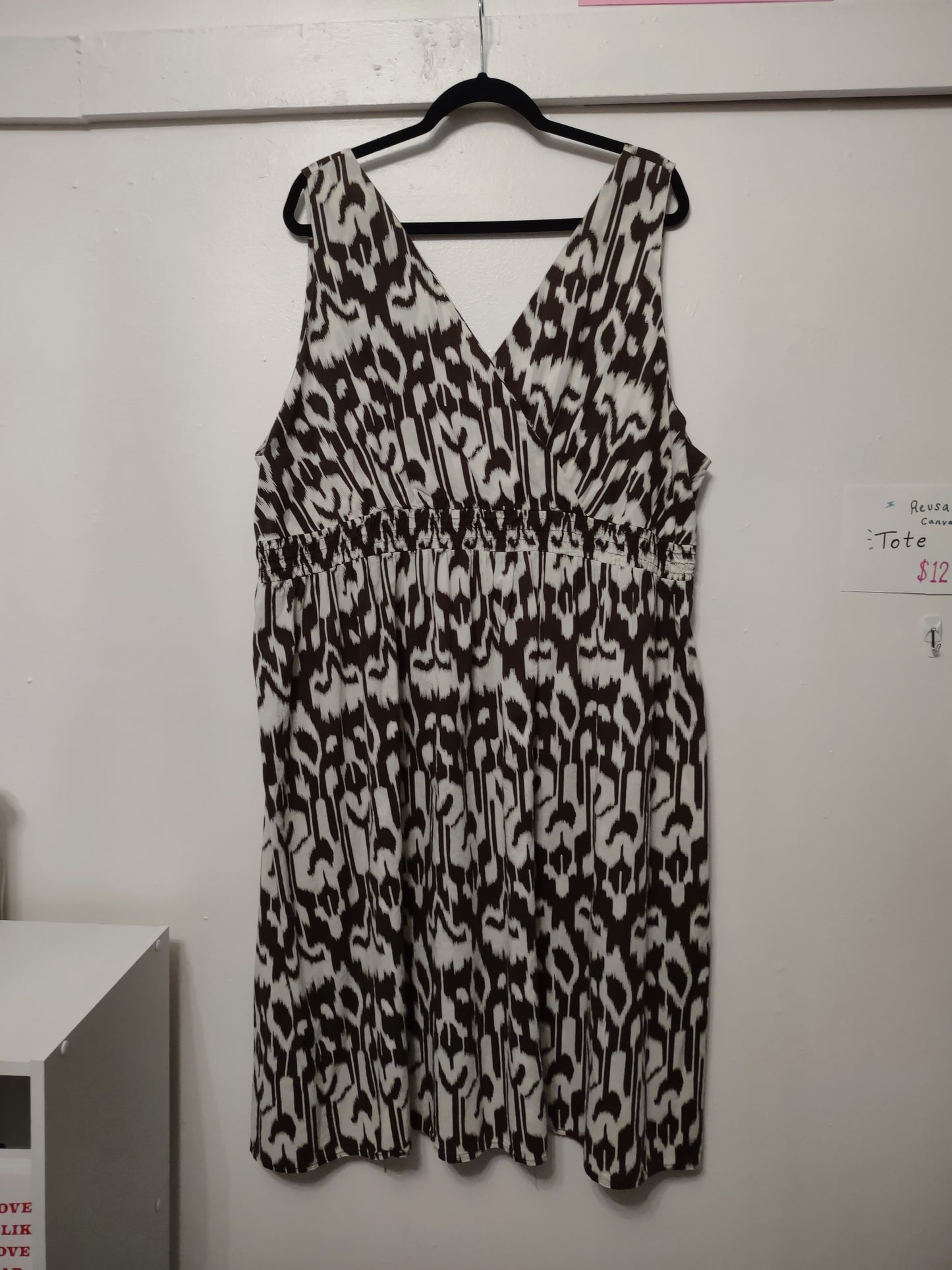 Brown & White Patterned Dress 30/32