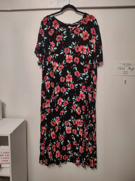 Black & Red Floral Maxi Dress 22/24