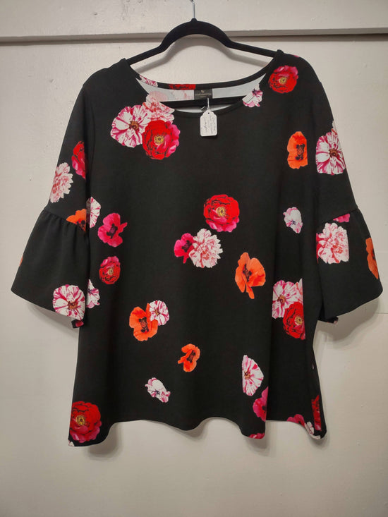Red/Black Floral Blouse 2X