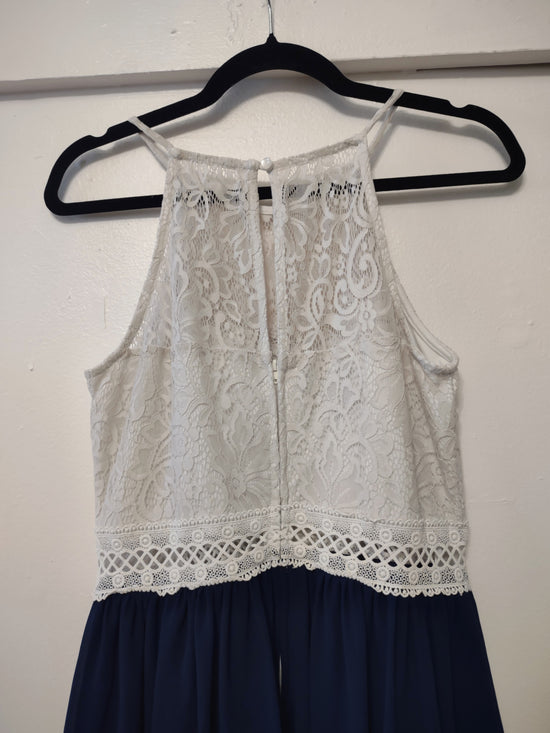 White & Navy Lace Dress 13